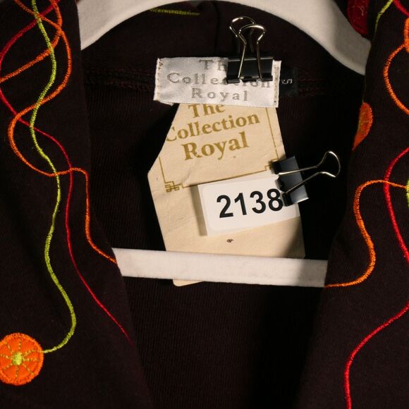 Royal Collection Cardigan Women Small Brown Embroidered Sweater Jacket NWOT - Picture 7 of 7